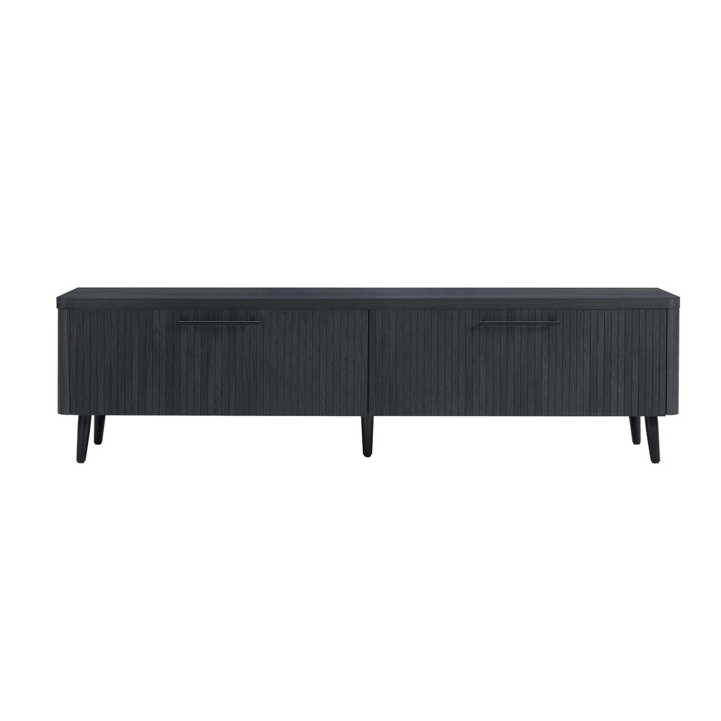 Manhattan Comfort Jodie Mid-Century Modern 69" Fluted TV Stand in Charcoal Gray