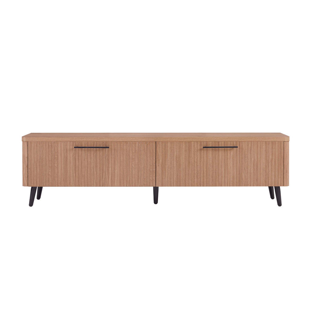 Manhattan Comfort Jodie Mid-Century Modern 69" Fluted TV Stand in Maple