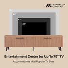 Manhattan Comfort Jodie Mid-Century Modern 69" Fluted TV Stand in Maple