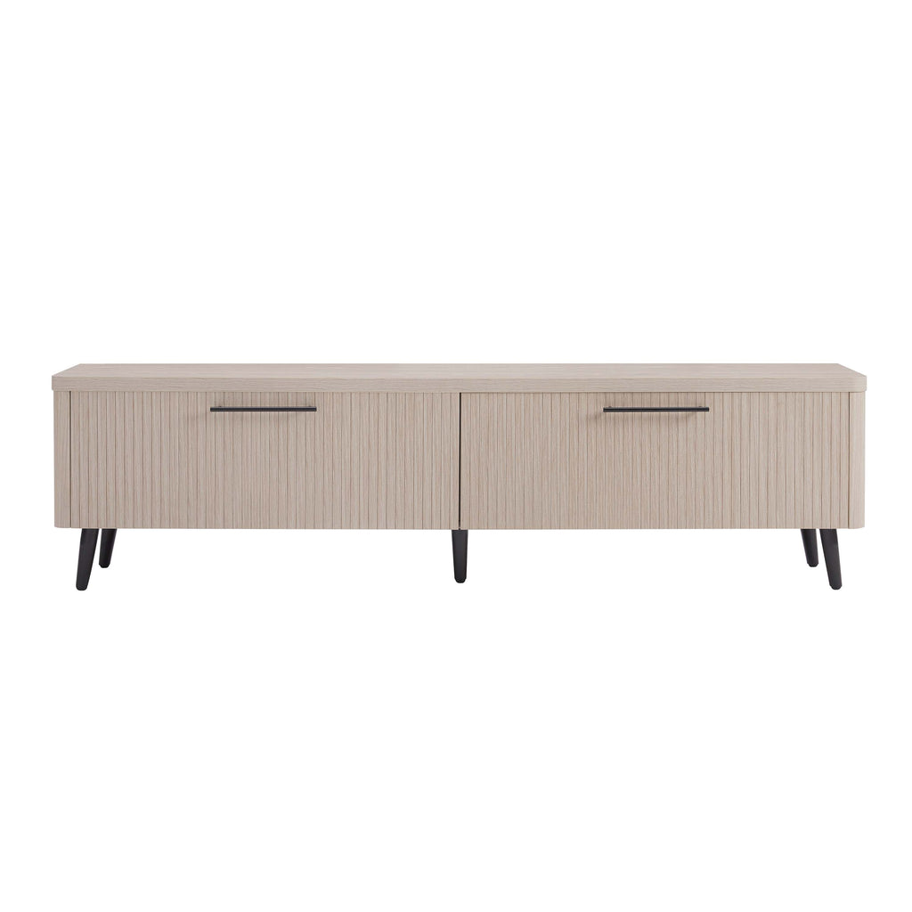 Manhattan Comfort Jodie Mid-Century Modern 69" Fluted TV Stand in Whitewashed Oak