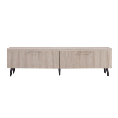 Manhattan Comfort Jodie Mid-Century Modern 69" Fluted TV Stand in Whitewashed Oak