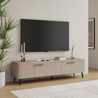 Manhattan Comfort Jodie Mid-Century Modern 69" Fluted TV Stand in Whitewashed Oak