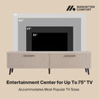 Manhattan Comfort Jodie Mid-Century Modern 69" Fluted TV Stand in Whitewashed Oak