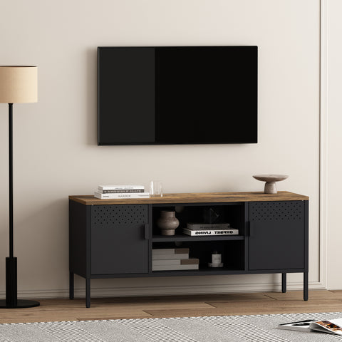 Manhattan Comfort Landen Modern 47" Metal Storage Cabinet in Black