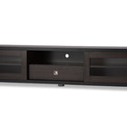 Baxton Studio Beasley 70-Inch Dark Brown TV Cabinet with 2 Sliding Doors and Drawer