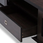 Baxton Studio Beasley 70-Inch Dark Brown TV Cabinet with 2 Sliding Doors and Drawer