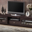 Baxton Studio Beasley 70-Inch Dark Brown TV Cabinet with 2 Sliding Doors and Drawer