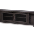 Baxton Studio Viveka 70-Inch Greyish Dark Brown Wood TV Cabinet with 2 Glass Doors and 2 Doors
