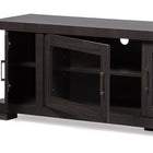 Baxton Studio Viveka 70-Inch Greyish Dark Brown Wood TV Cabinet with 2 Glass Doors and 2 Doors