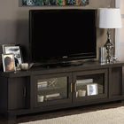 Baxton Studio Viveka 70-Inch Greyish Dark Brown Wood TV Cabinet with 2 Glass Doors and 2 Doors