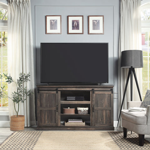 Manhattan Comfort Myrtle Modern Farmhouse 60" TV Stand in Antique Brown