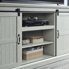 Manhattan Comfort Myrtle Modern Farmhouse 60" TV Stand in Cream Oak