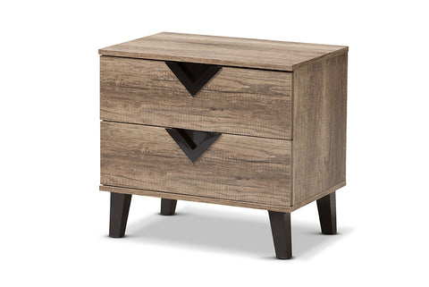 Baxton Studio Swanson Modern and Contemporary Light Brown Wood 2-Drawer Nightstand