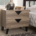 Baxton Studio Swanson Modern and Contemporary Light Brown Wood 2-Drawer Nightstand