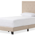 Baxton Studio Paris Modern and Contemporary Beige Linen Upholstered Twin Size Tufting Bed