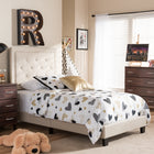 Baxton Studio Paris Modern and Contemporary Beige Linen Upholstered Twin Size Tufting Bed