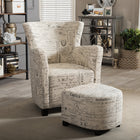 Baxton Studio Benson French Script Patterned Fabric Club Chair and Ottoman Set