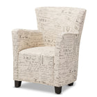 Baxton Studio Benson French Script Patterned Fabric Club Chair and Ottoman Set