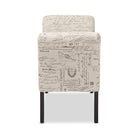 Baxton Studio Avignon Script-Patterned French Laundry Fabric Storage Ottoman Bench