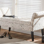 Baxton Studio Avignon Script-Patterned French Laundry Fabric Storage Ottoman Bench