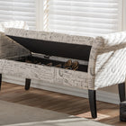 Baxton Studio Avignon Script-Patterned French Laundry Fabric Storage Ottoman Bench