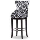 Baxton Studio Peace Modern and Contemporary Zebra-print Patterned Fabric Upholstered Bar Stool with Metal Footrest