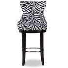 Baxton Studio Peace Modern and Contemporary Zebra-print Patterned Fabric Upholstered Bar Stool with Metal Footrest
