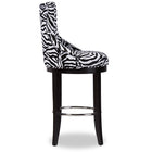 Baxton Studio Peace Modern and Contemporary Zebra-print Patterned Fabric Upholstered Bar Stool with Metal Footrest