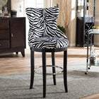Baxton Studio Peace Modern and Contemporary Zebra-print Patterned Fabric Upholstered Bar Stool with Metal Footrest