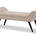 Baxton Studio Tamblin Mid-century Modern Retro Beige Linen Fabric Upholstered Grid-Tufting 50-Inch Bench