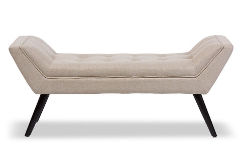 Baxton Studio Tamblin Mid-century Modern Retro Beige Linen Fabric Upholstered Grid-Tufting 50-Inch Bench