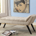 Baxton Studio Tamblin Mid-century Modern Retro Beige Linen Fabric Upholstered Grid-Tufting 50-Inch Bench