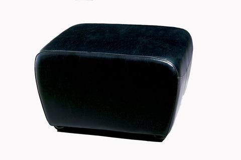 Baxton Studio Black Faux Leather Ottoman with Rounded Sides