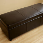 Baxton Studio Dark Brown Faux Leather Storage Bench Ottoman with Stitching