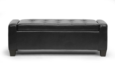 Baxton Studio Manchester Black Ottoman