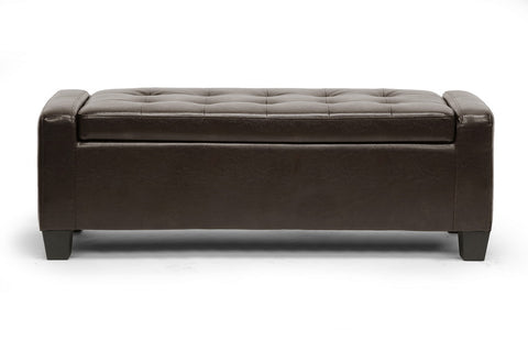 Baxton Studio Manchester Dark Brown Ottoman
