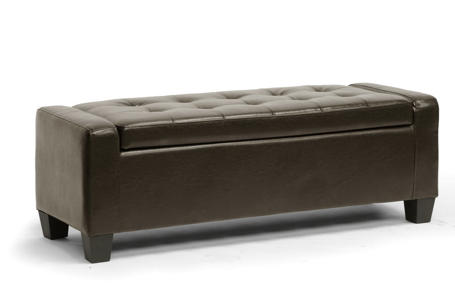 Baxton Studio Manchester Dark Brown Ottoman
