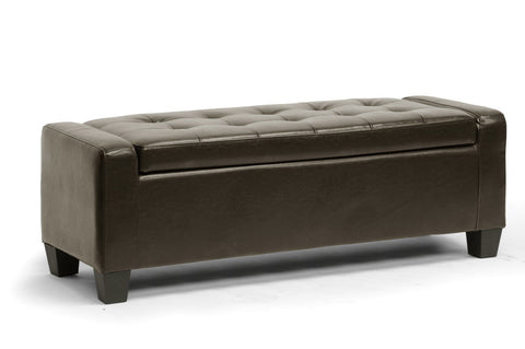 Baxton Studio Manchester Dark Brown Ottoman
