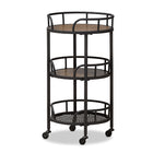 Baxton Studio Bristol Rustic Industrial Style Metal and Wood Mobile Serving Cart