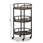 Baxton Studio Bristol Rustic Industrial Style Metal and Wood Mobile Serving Cart