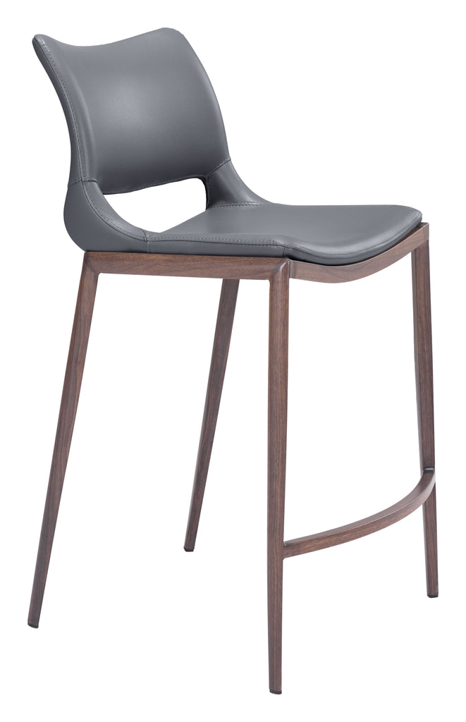Zuo Ace Counter Stool (Set of 2) Dark Gray & Walnut