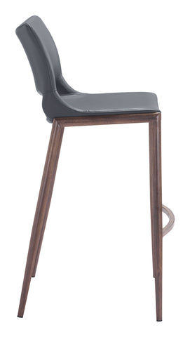 Zuo Ace Barstool (Set of 2) Dark Gray & Walnut