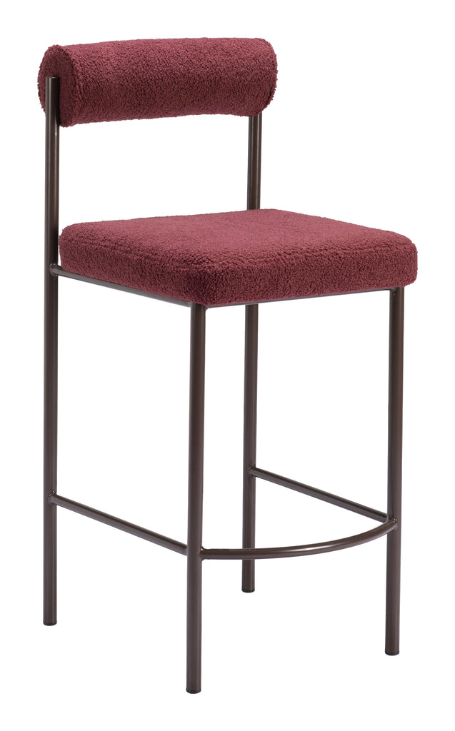 Zuo Livorno Counter Stool (Set of 2) Red & Bronze