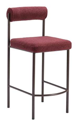 Zuo Livorno Counter Stool (Set of 2) Red & Bronze