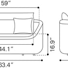 Zuo Coral Reef Loveseat Gray