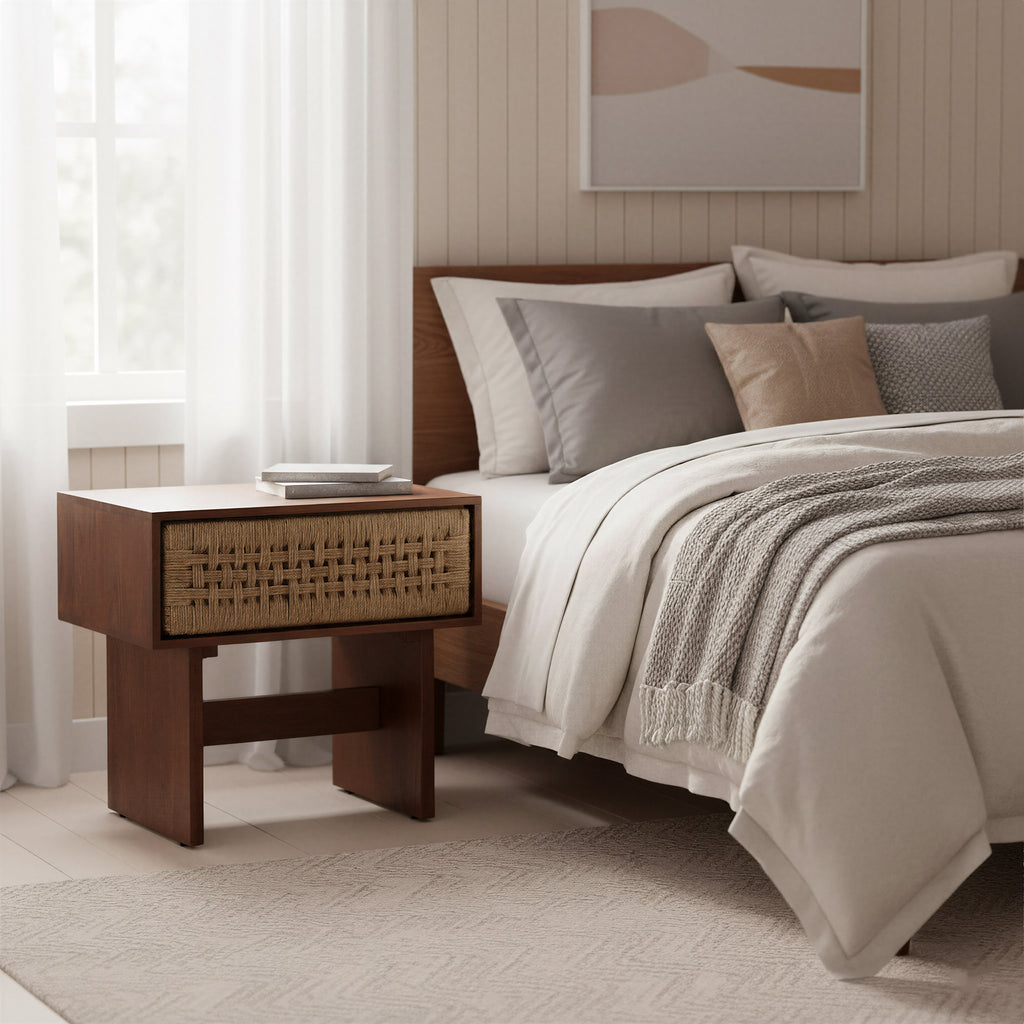 Zuo Amaria Nightstand Natural & Walnut