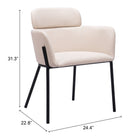 Zuo Bremor Dining Chair (Set of 2) Beige