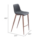 Zuo Magnus Barstool (Set of 2) Black & Walnut