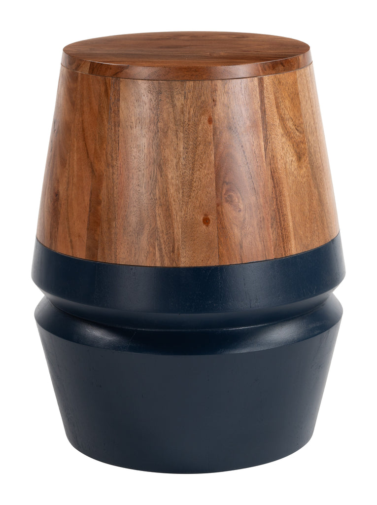 Zuo Tornos Side Table Walnut & Deep Blue