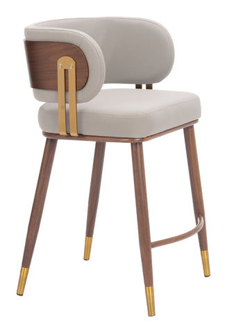 Zuo Brew Counter Stool Beige & Walnut